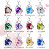 Women Heart Necklace Sterling Silver Pendant Girls Birthstone Rose Flower Jewelry Christmas Mother Day Gift Atpx0012